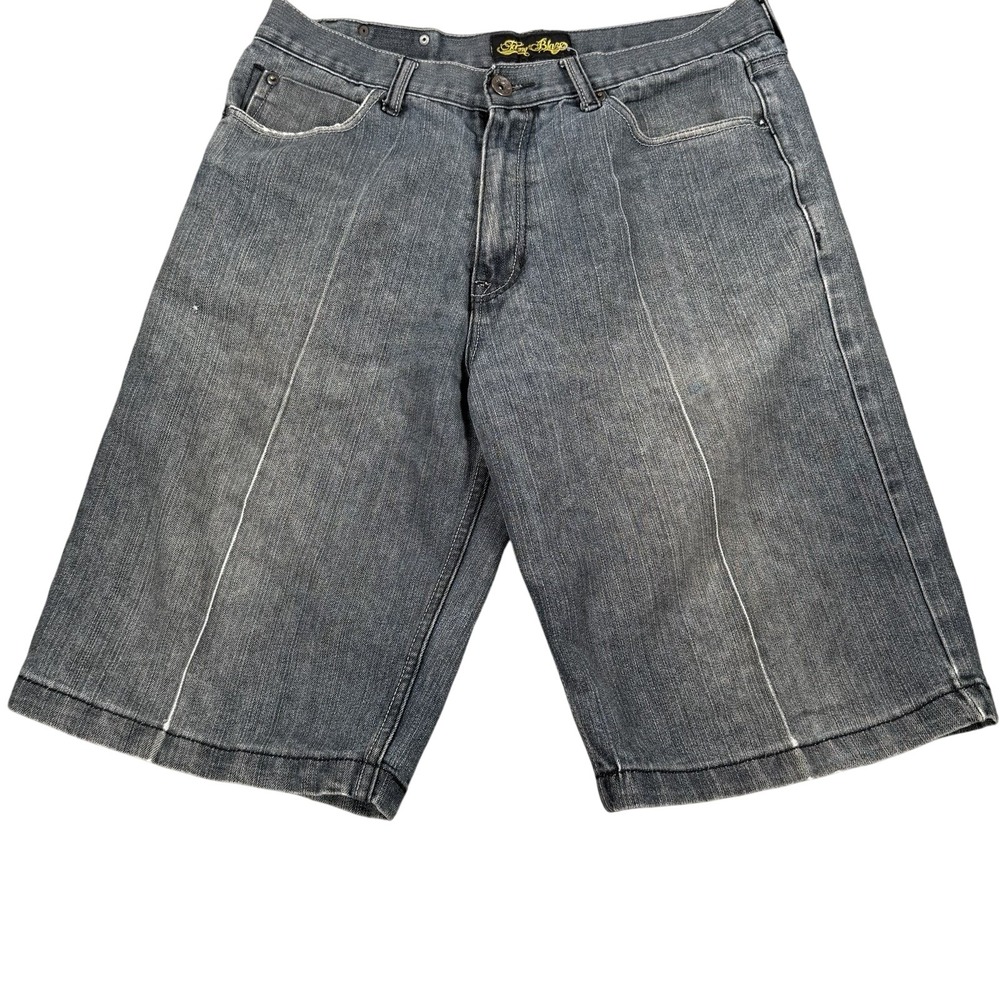 Johnny Blaze Denim Jorts  Mens 36 Gray Y2K Baggy Skater Distressed Streetwear